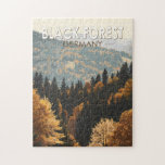 Black Forest Germany Travel Art Vintage Jigsaw Puzzle<br><div class="desc">Black Forest in a vector art style. The Black Forest is a mountainous region in southwest Germany,  bordering France.</div>