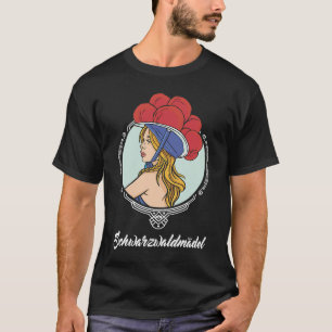 Black Forest girl with traditional Bollen hat T-Shirt
