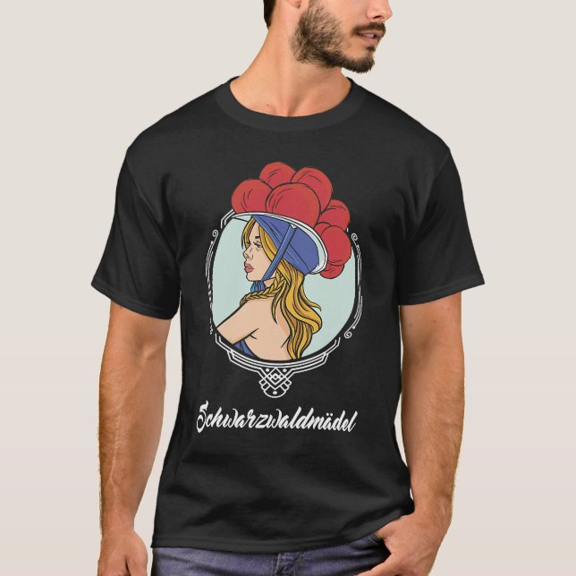 Black Forest girl with traditional Bollen hat T-Shirt (Front)