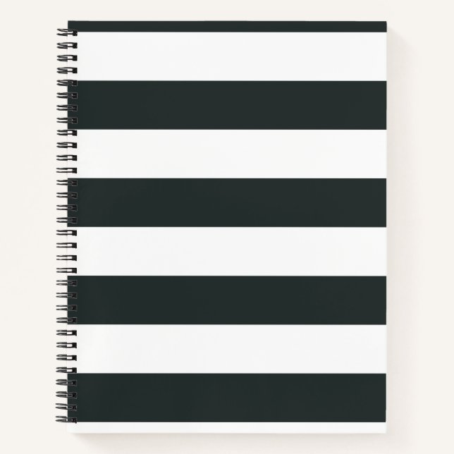 Black Forest Green and White Stripes Notebook (Front)