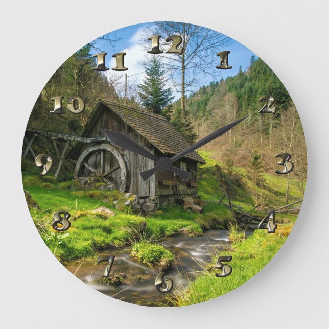 Black Forest Grist Mill Germany Large Clock (Front)
