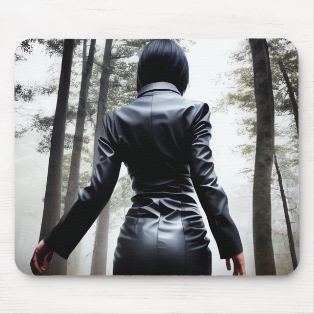 Black Forest - Lone girl in the spooky forest Mouse Mat (Front)