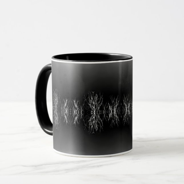 Black Forest Tree Branches Mystic Glow BW Mug (Front Left)