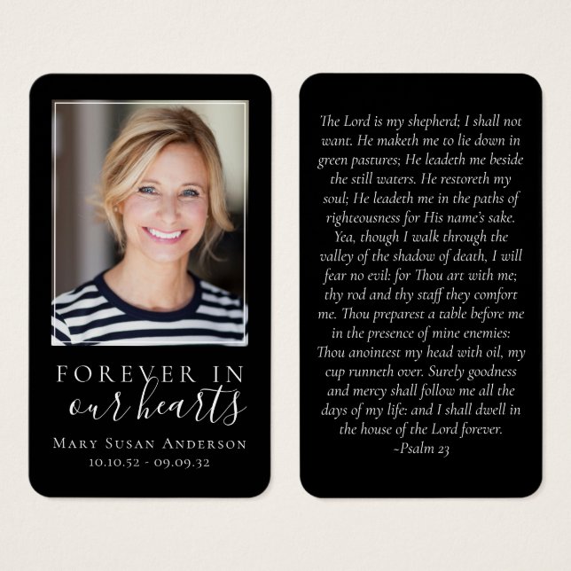 Black Forever in Our Hearts Memorial Card (Front & Back)