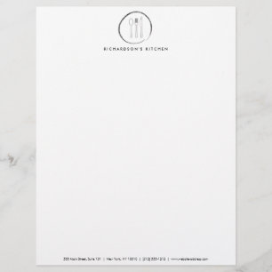 Black Fork Spoon Knife Sketch Catering Logo Customised Letterhead
