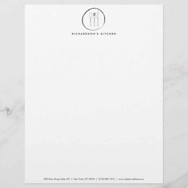Black Fork Spoon Knife Sketch Catering Logo Customised Letterhead (Front)