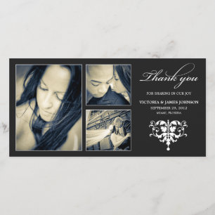 BLACK FORMAL COLLAGE   WEDDING THANK YOU CARD