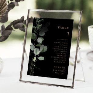 Black Formal Minimal Table Number 1 Seating Chart