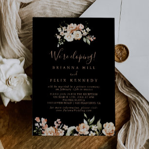 Black Formal Royal Floral Elopement Reception Invitation