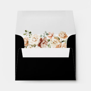 Black Formal Royal Floral Self-Addressed RSVP  Envelope