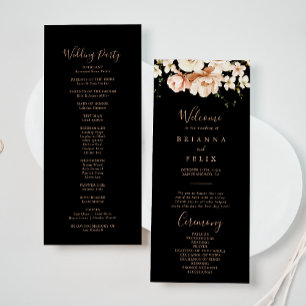 Black Formal Royal Floral Wedding Program Programme