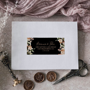 Black Formal Royal Floral Wedding RSVP Address Label