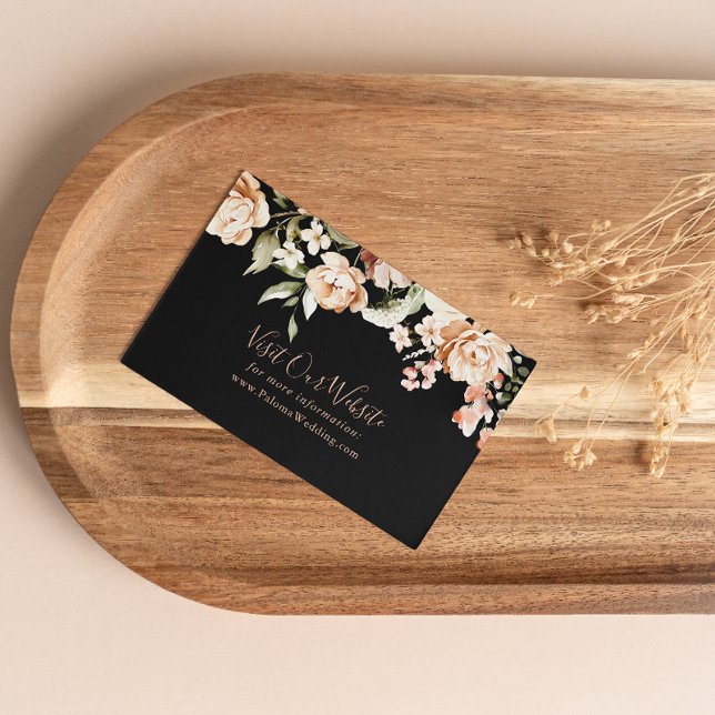 Black Formal Royal Floral Wedding Website Enclosure Card (Creator Uploaded)