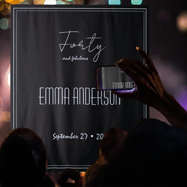 Black Forty and fabulous personal text Backdrop Tapestry (Creator Uploaded)