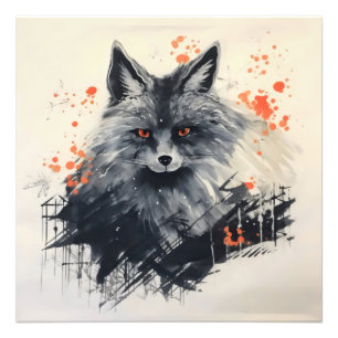 Black Fox Ink Painting Photo Print