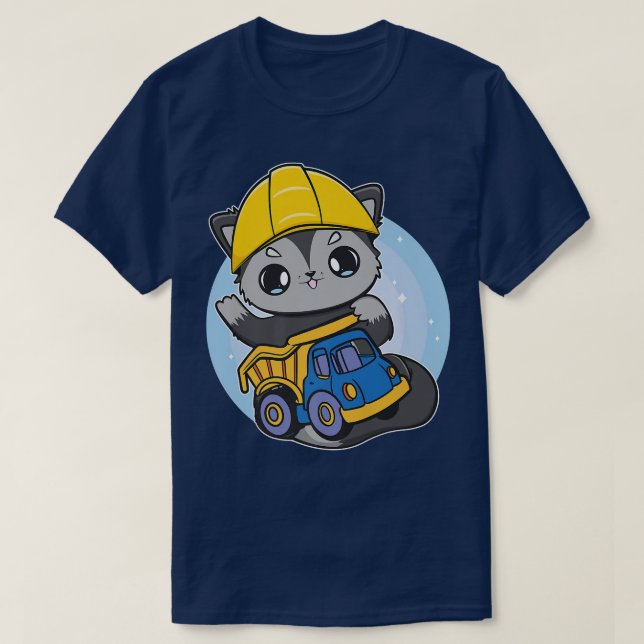 Black Fox With Toy Lorry For Trucker And Construct T-Shirt (Design Front)