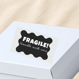 Black Fragile handle with care Business  Rectangular Sticker