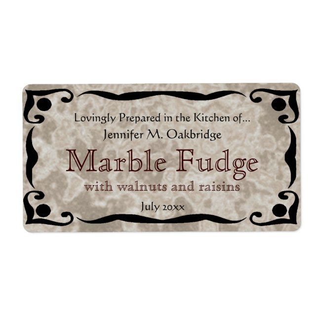 Black Frame and Marble Brown Label Template (Front)