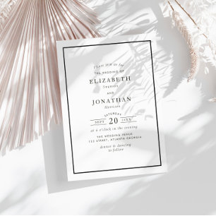 black frame elegant modern wedding invitation