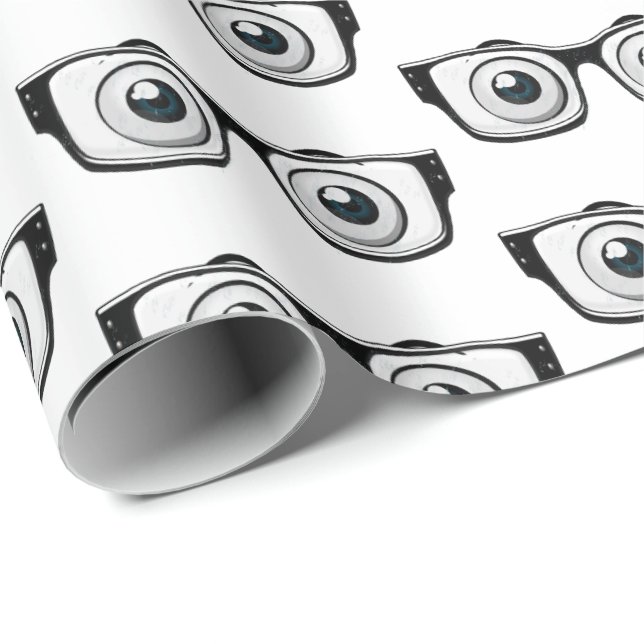 black frame glasses with eyeballs wrapping paper (Roll Corner)