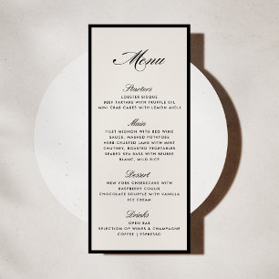 Black Frame Modern Ivory Wedding Menu card