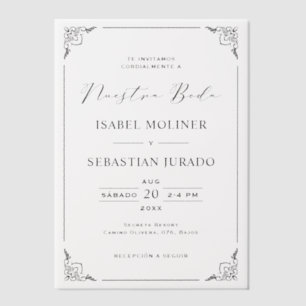 Black Frame Motif Nuestra Boda Spanish Wedding Vellum Invitations