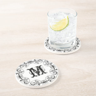 Black Frame & Oversized Monogram Coaster