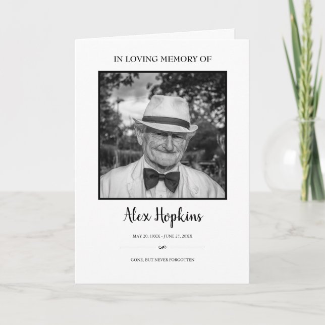 Black Frame Photo Memorial Folded Funeral Programme (Front)