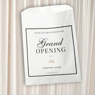 Black Frame Script Business Logo Grand Opening  Favour Bags