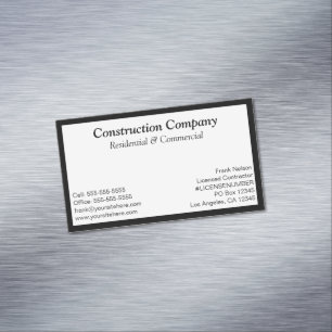 Black Frame White Rectangle Magnetic Business Card