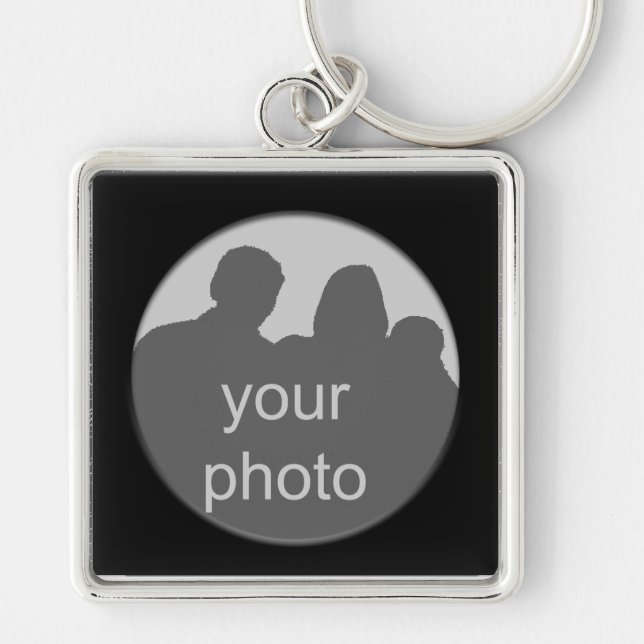 Black Frame Your Photo Premium Keychain (Front)