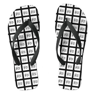 Black Framed Musical Squares Flip Flops