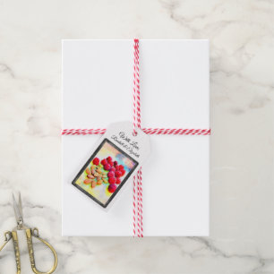 Black Framed Raspberries and Almonds Watercolor Gift Tags