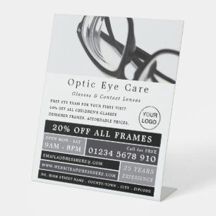 Black Frames, Optician, Technical Practitioner Pedestal Sign