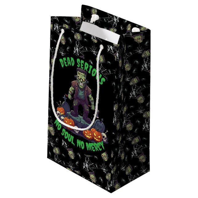 🖤 Black Frankenstein Halloween Gift Bag (Back Angled)