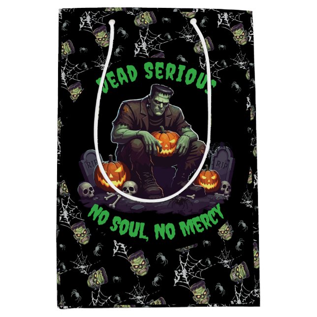 🖤 Black Frankenstein Halloween Gift Bag 💀🎃 (Front)