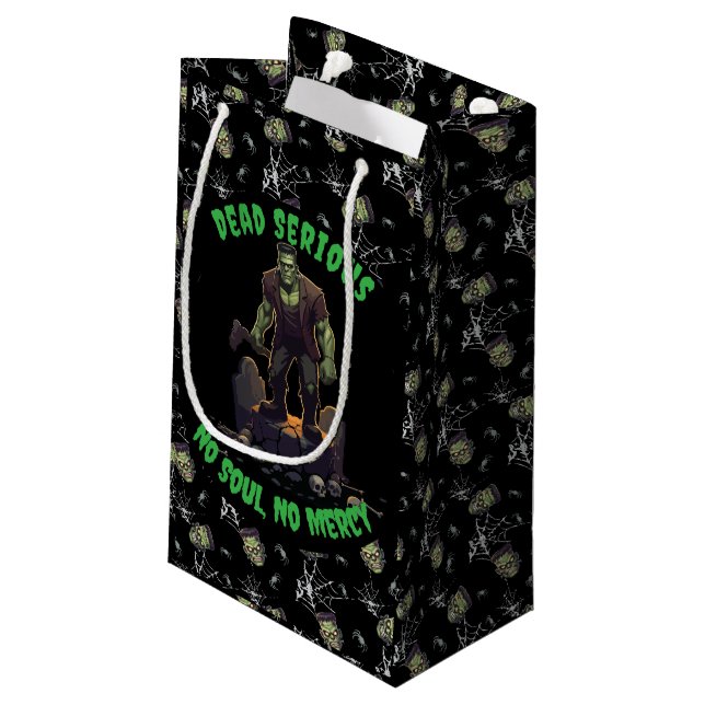 🖤 Black Frankenstein Halloween Gift Bag (Back Angled)