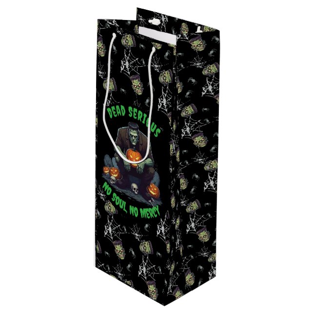 🖤 Black Frankenstein Halloween Gift Bag 💀🎃 (Front Angled)