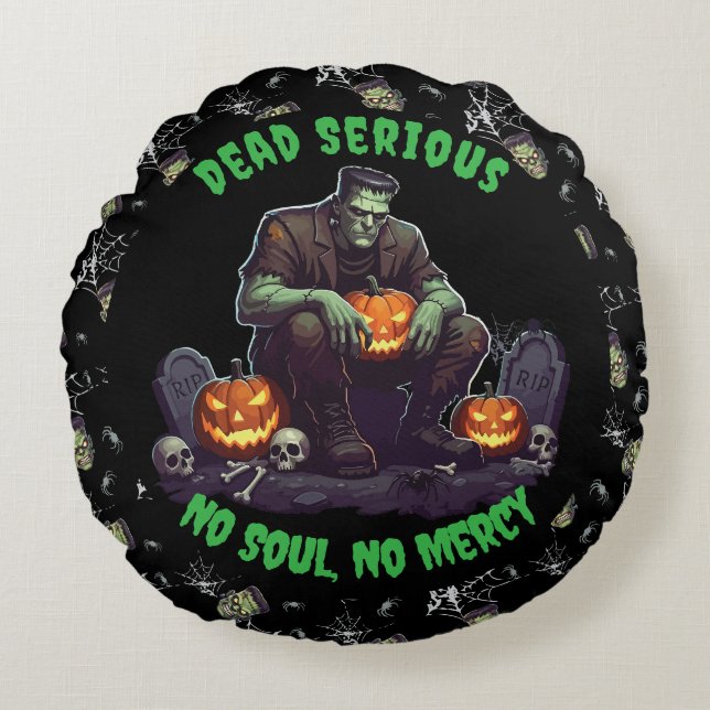 🖤 Black Frankenstein Throw Pillow 💀🛋️ (Front)