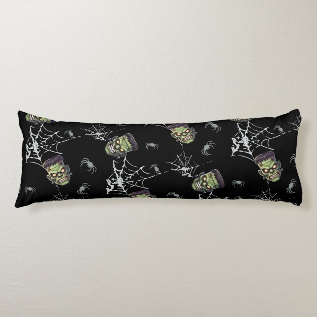 🖤 Black Frankenstein Throw Pillow 💀🛋️ (Front)