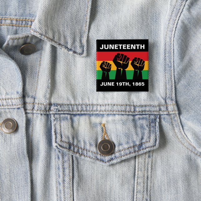 Black freedom Juneteenth African American pride 15 Cm Square Badge (In Situ)