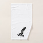 Black Freeride Snowboarder Snowboarding Stencil Hand Towel<br><div class="desc">Modern minimalist black and white snowboarder stencil illustration on a hand towel. Personalised name holiday Christmas snowboard gifts</div>