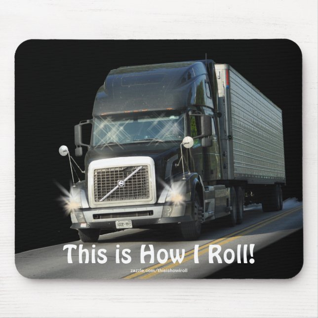 Black Freight Truck for Lorry-drivers & Kids Mouse Mat (Front)