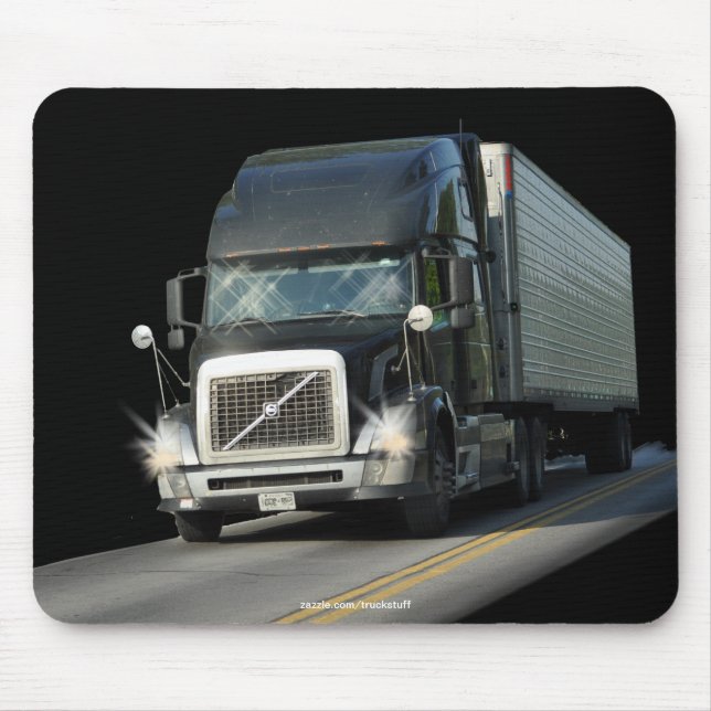 BLACK FREIGHT TRUCK LORRY DRIVERS Mousepad (Front)