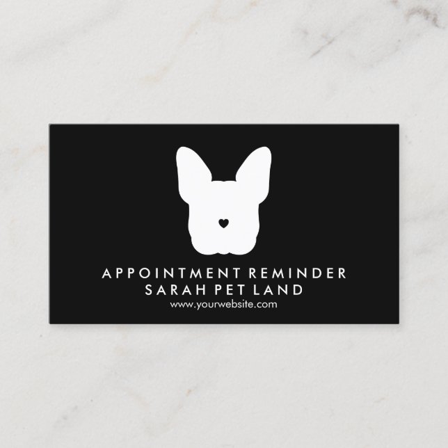 Black French Bulldog Appointment Reminder Dog Business Card (Front)