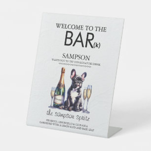 Black French Bulldog Bar Pedestal Sign