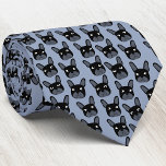 Black French Bulldog Blue Neck Tie<br><div class="desc">A fun little Black French Bulldog or Frenchie pattern on a duck egg blue background.  Great for all dog lovers,  pet sitters,  dog walkers and veterinarians.  Original art by Nic Squirrell.</div>