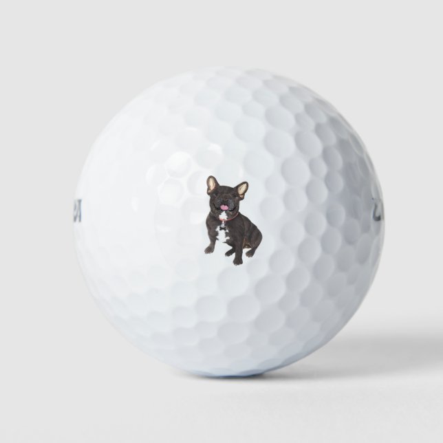 Black French Bulldog Collection Golf Balls (Front)