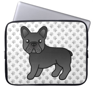 Black French Bulldog Cute Cartoon Dog Laptop Sleeve
