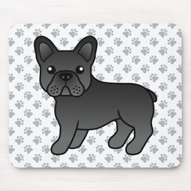 Black French Bulldog Cute Cartoon Dog Mouse Mat (Front)